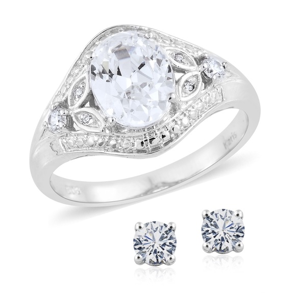Jewelry - Simulated Diamond Platinum Bond Brass Stud Earrin